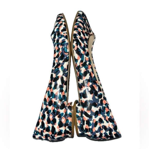 Nine West Blue Pink Black Print Pointed Toe Dress Flats Small Heel Size 8M - Picture 3 of 7